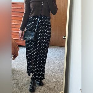 Free People black and white polka dot skirt with adjustable slit length